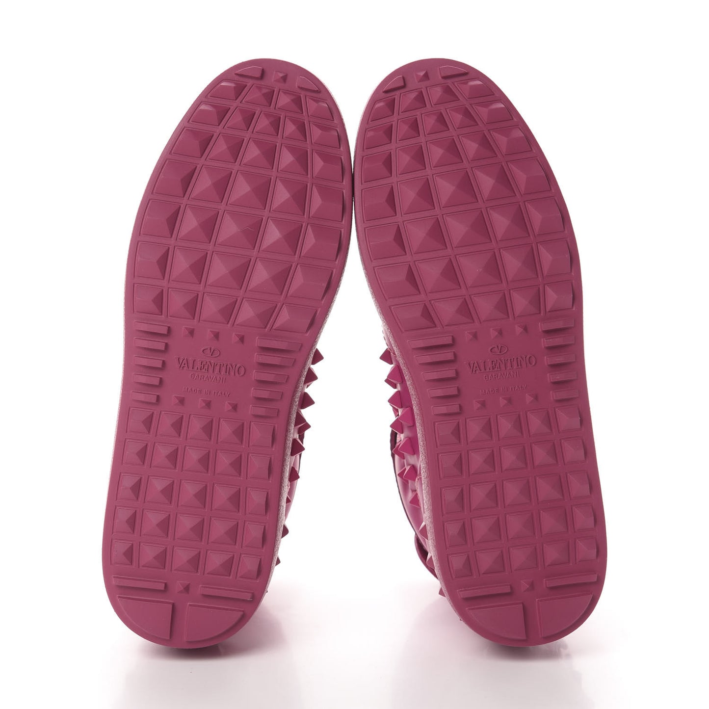 Calfskin Rockstud High Top Sneakers 35 Fuxia