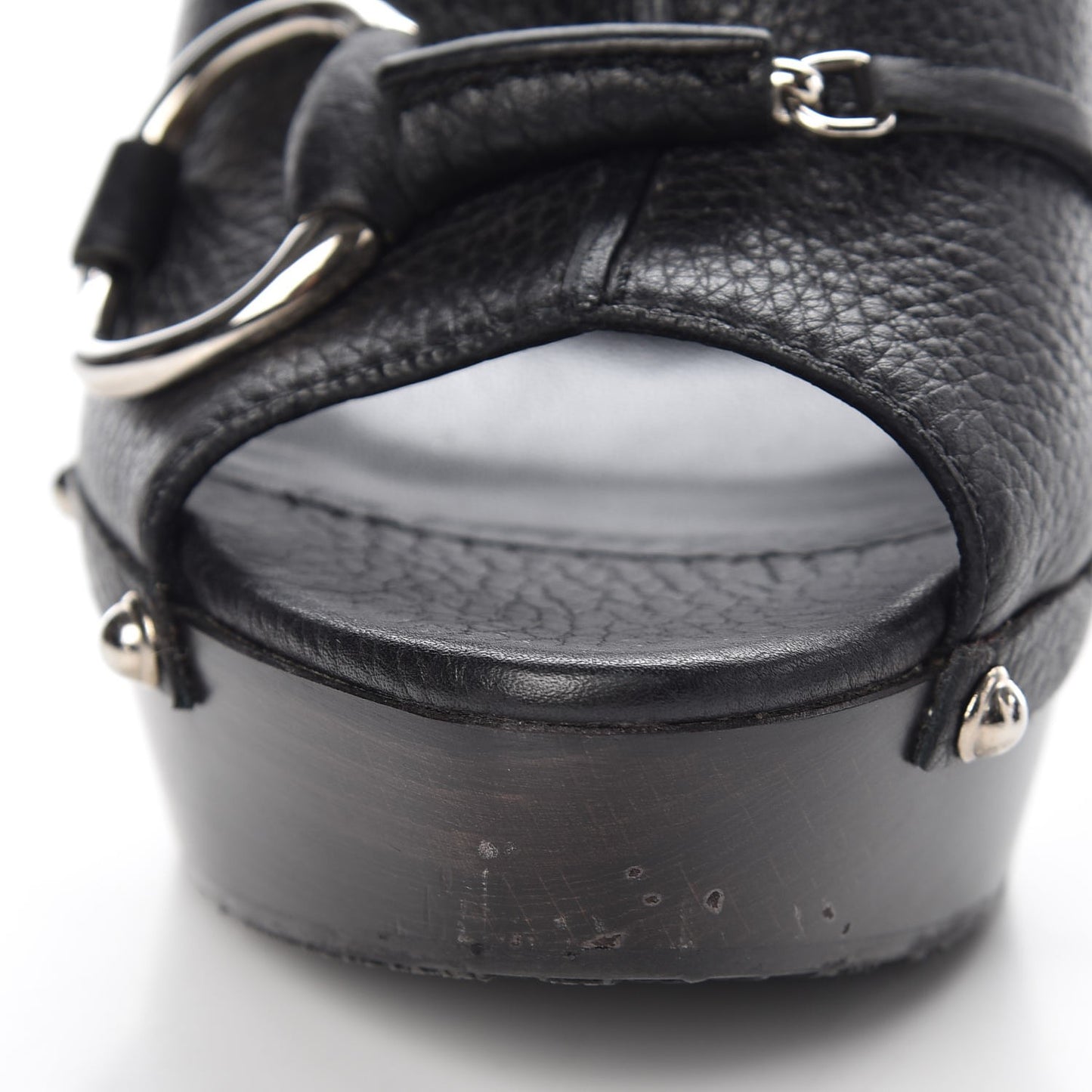 Cellarius Soft Calfskin Icon Bit Platform Clog High Heel Slide Sandals 37.5 Black