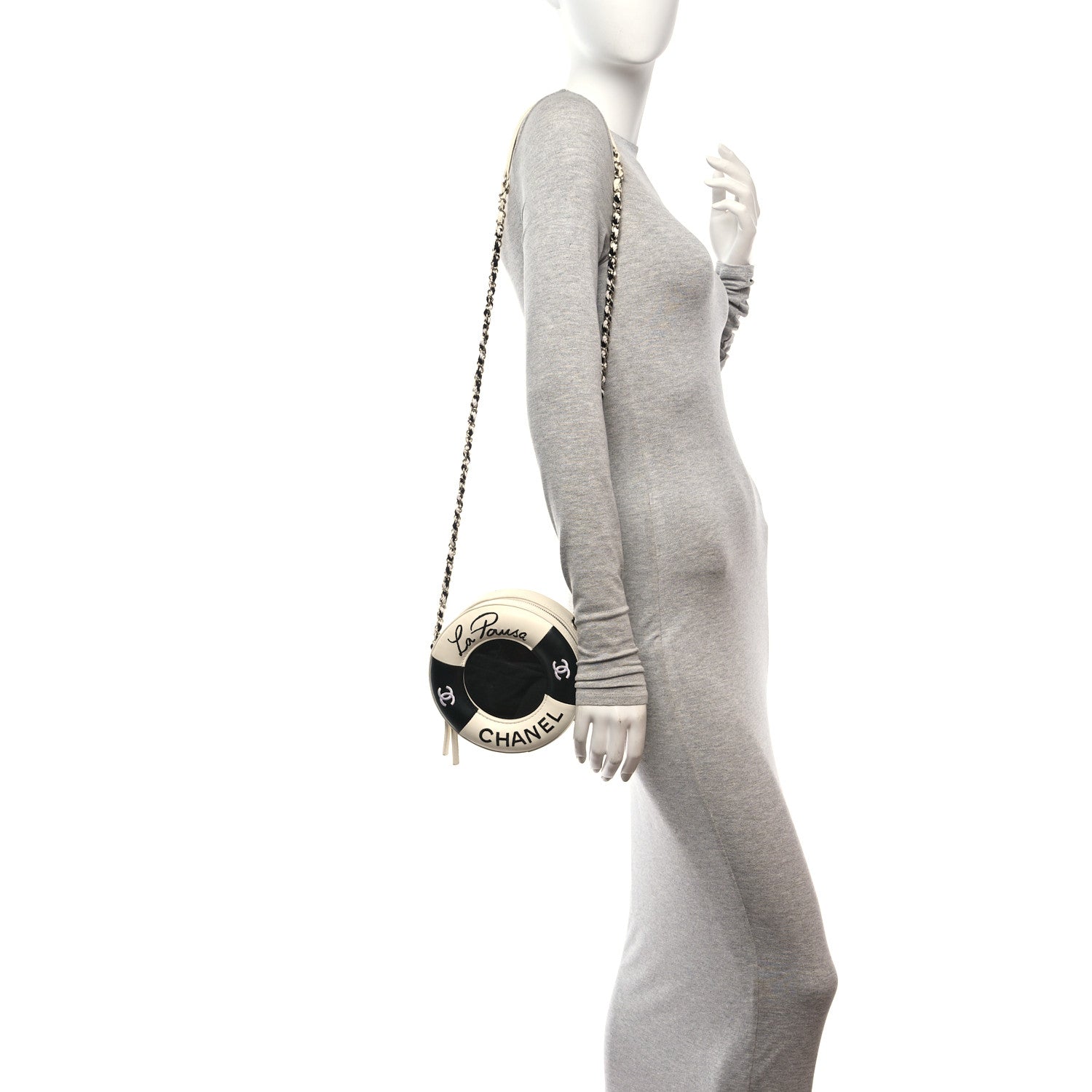 Chanel Lambskin Coco Lifesaver Round Bag Black White 2 of 10