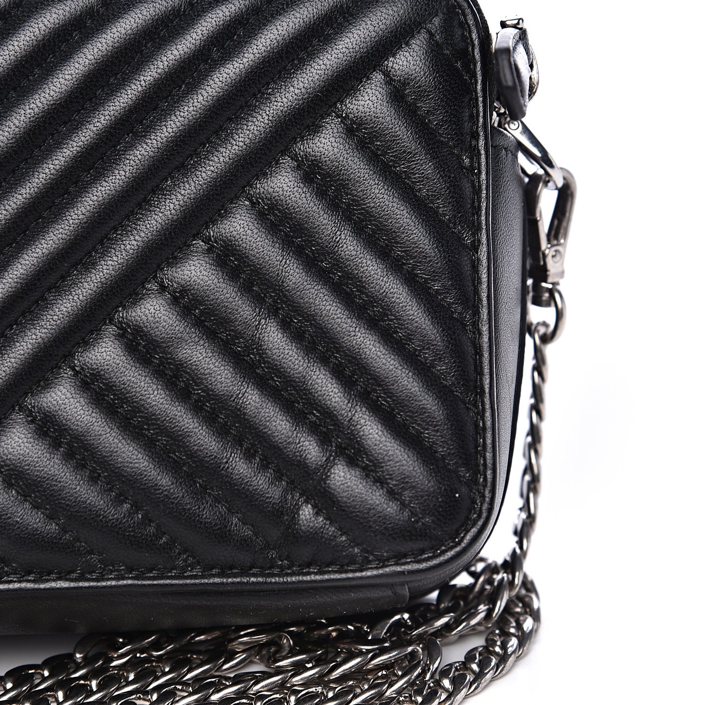 Nappa Impunture Diagramme Mini Double Zip Chain Crossbody Bag Black