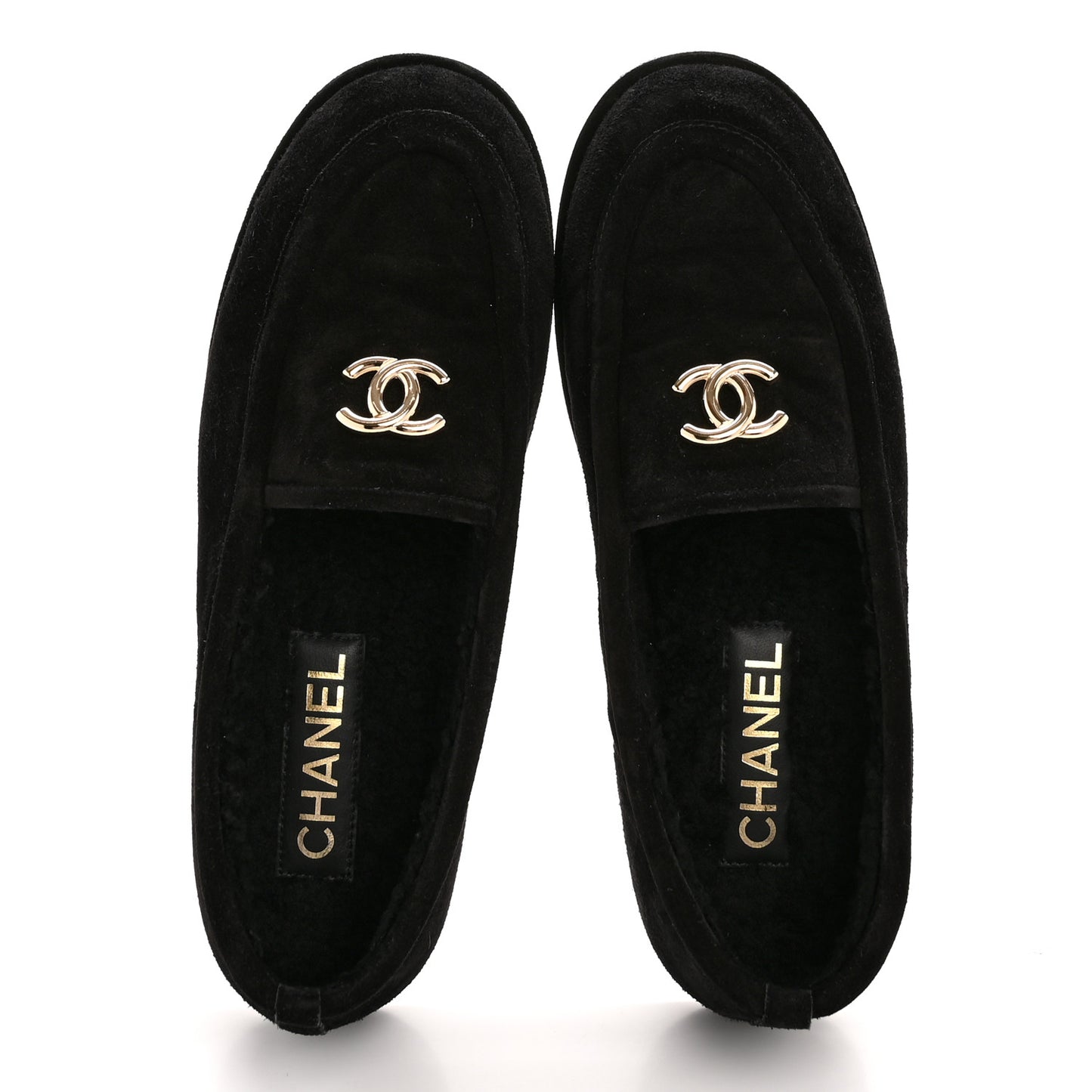 Suede Calfskin CC Loafers 39.5 Black