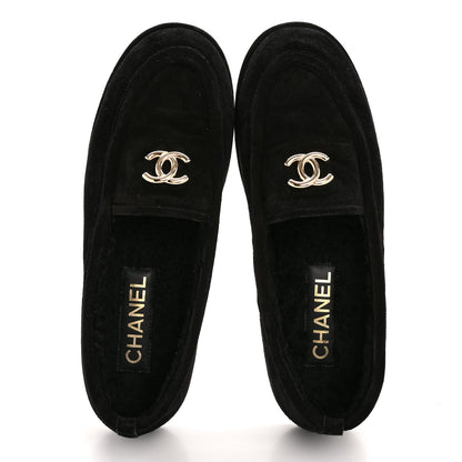 Chanel Suede Calfskin CC Loafers 39.5 Black 2 of 11