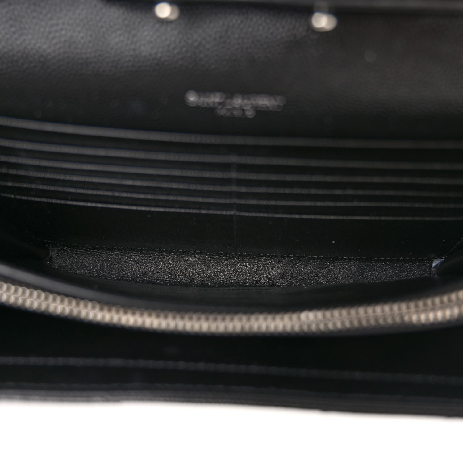 Saint Laurent Grain De Poudre Matelasse Chevron Monogram Chain Wallet Black 5 of 9
