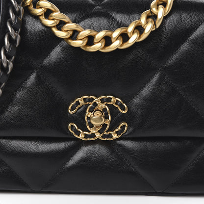 Chanel Goatskin Quilted Medium 19 Flap Black 10 of 11