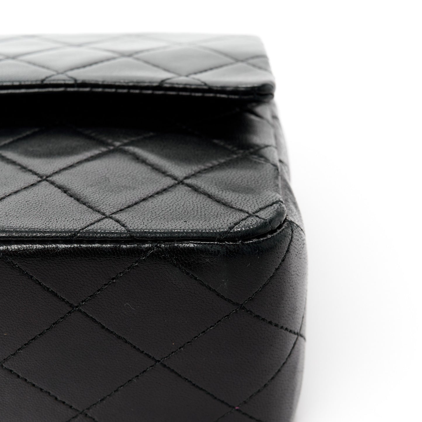 Lambskin Quilted Medium Double Flap Black