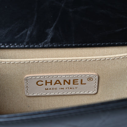 Chanel Crumpled Calfskin Chevron Small Chain Boy Flap Black 6 of 9