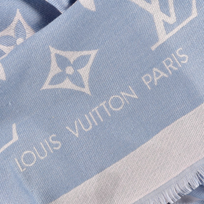 Louis Vuitton Silk Wool Monogram Miss LV Stole Blue Clair 3 of 5