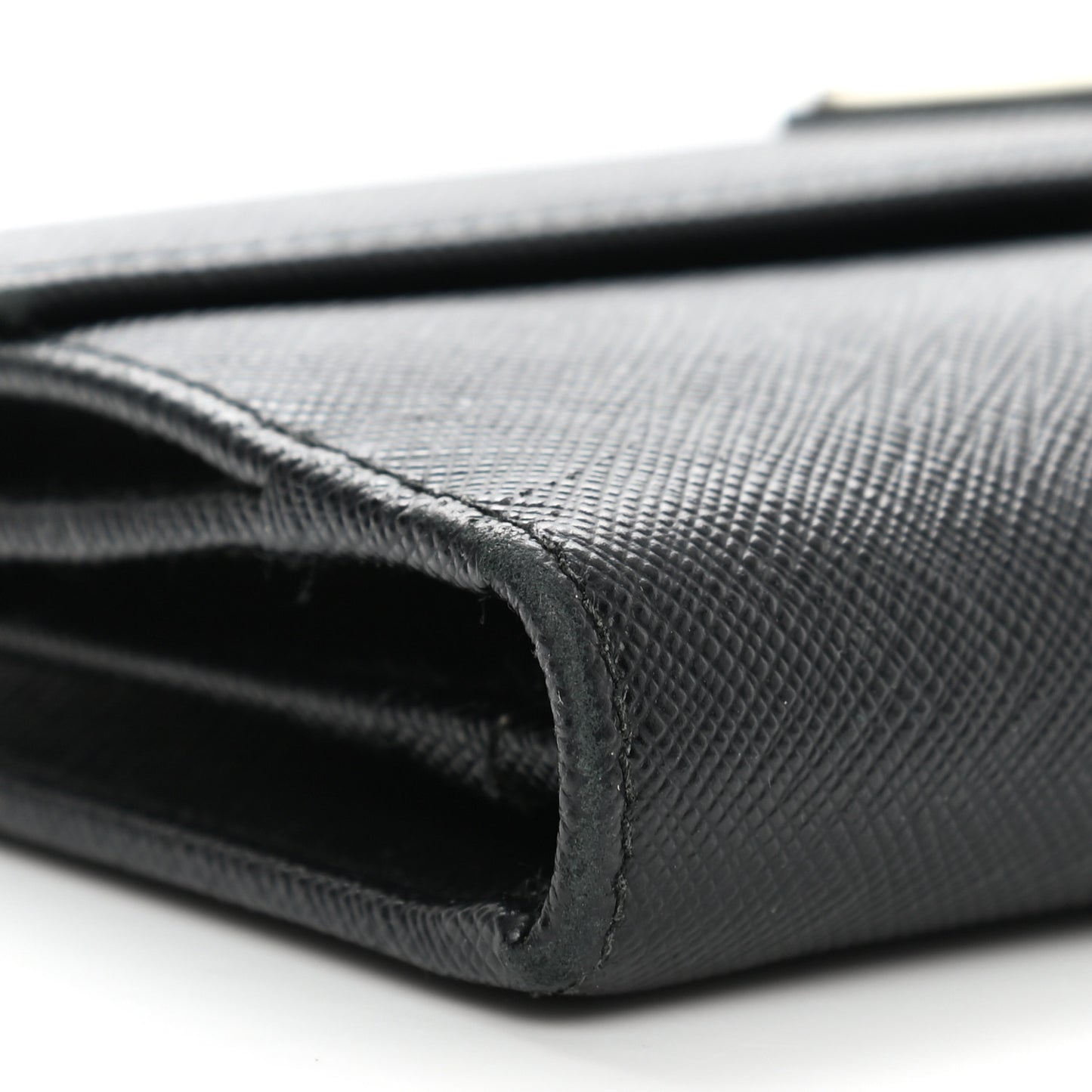 Saffiano Triangle Continental Flap Wallet Black