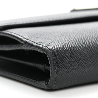 Prada Saffiano Triangle Continental Flap Wallet Black 8 of 10