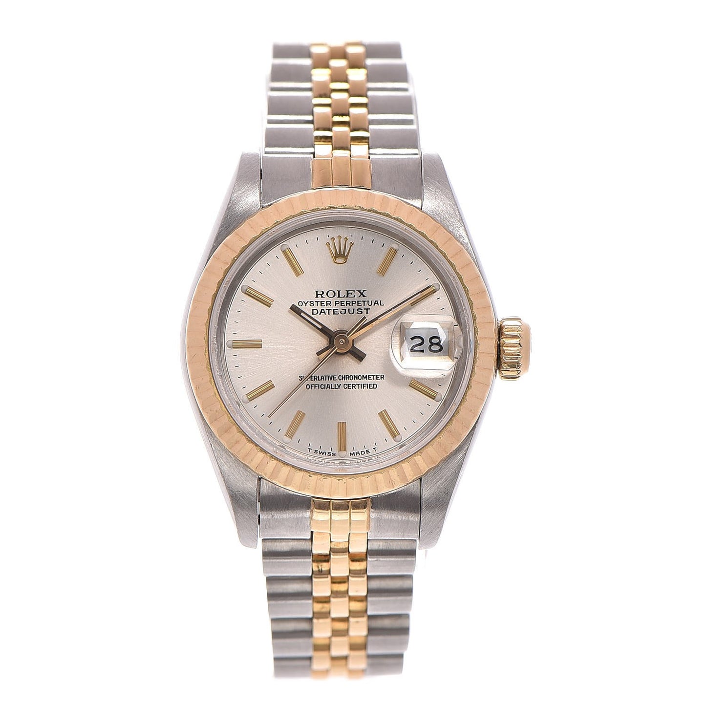 Stainless Steel 18K Yellow Gold 26mm Oyster Perpetual Datejust Watch Silver 69173