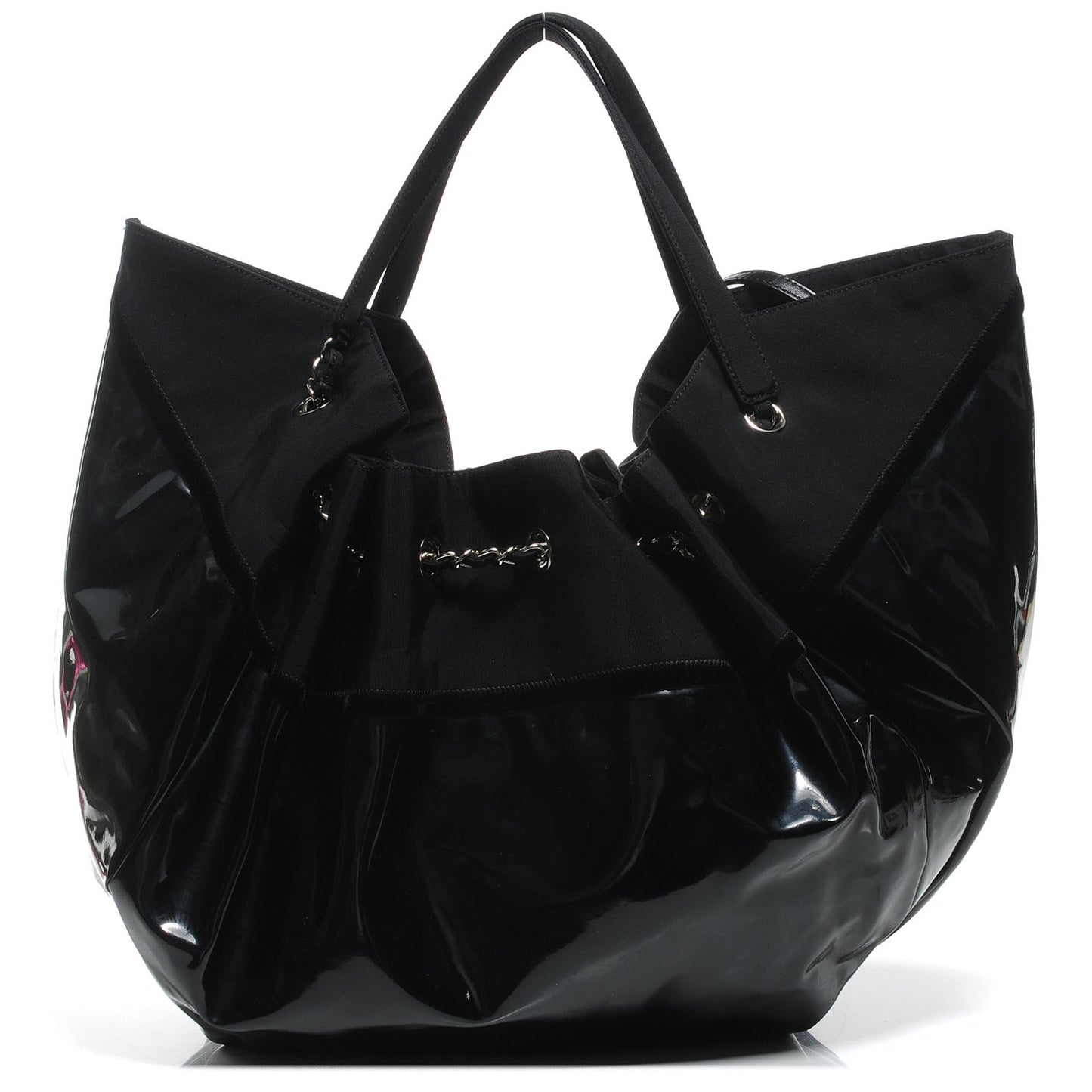 Vinyl Stretch Spirit Large Cabas Tote Black