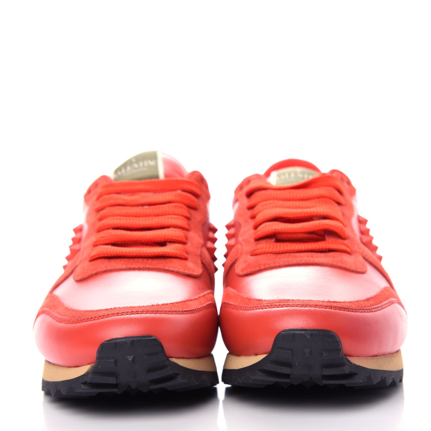 Valentino Garavani Calfskin Suede Rockstud Sneakers 39 Fragola 2 of 12