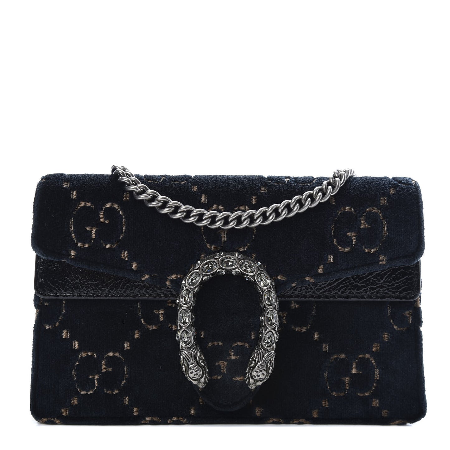 Velvet GG Monogram Super Mini Dionysus Shoulder Bag Blue Beige Black