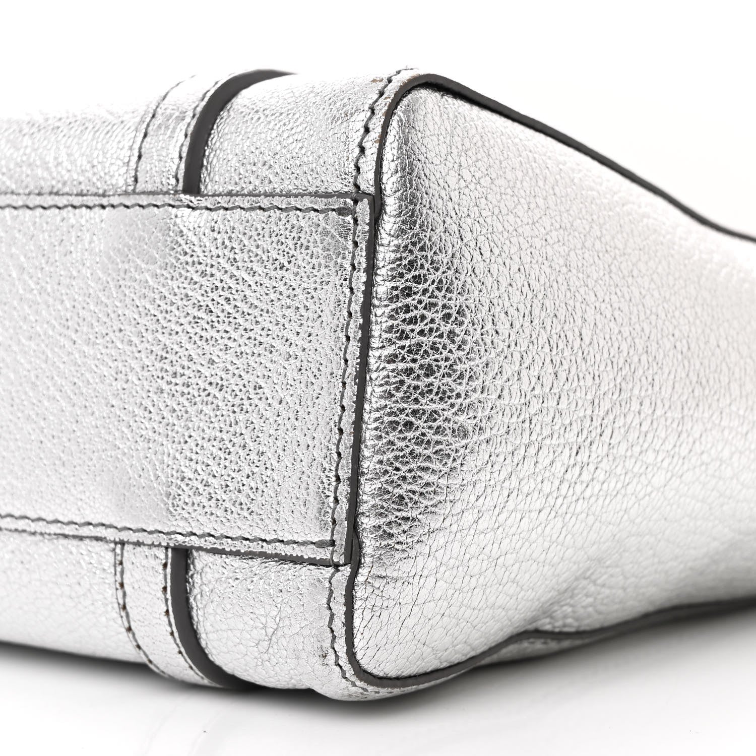 Balenciaga Metallic Goatskin Logo XXS Everyday Tote Argent Black 10 of 12