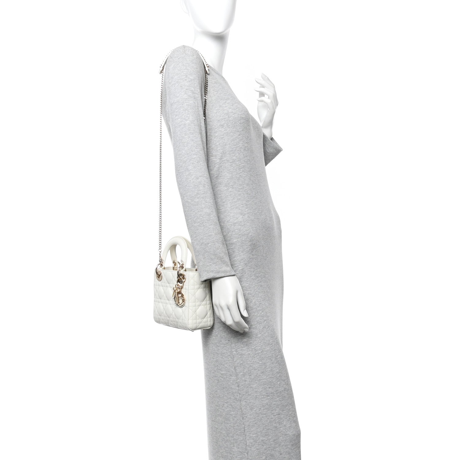 Christian Dior Lambskin Cannage Mini Lady Dior White 2 of 11