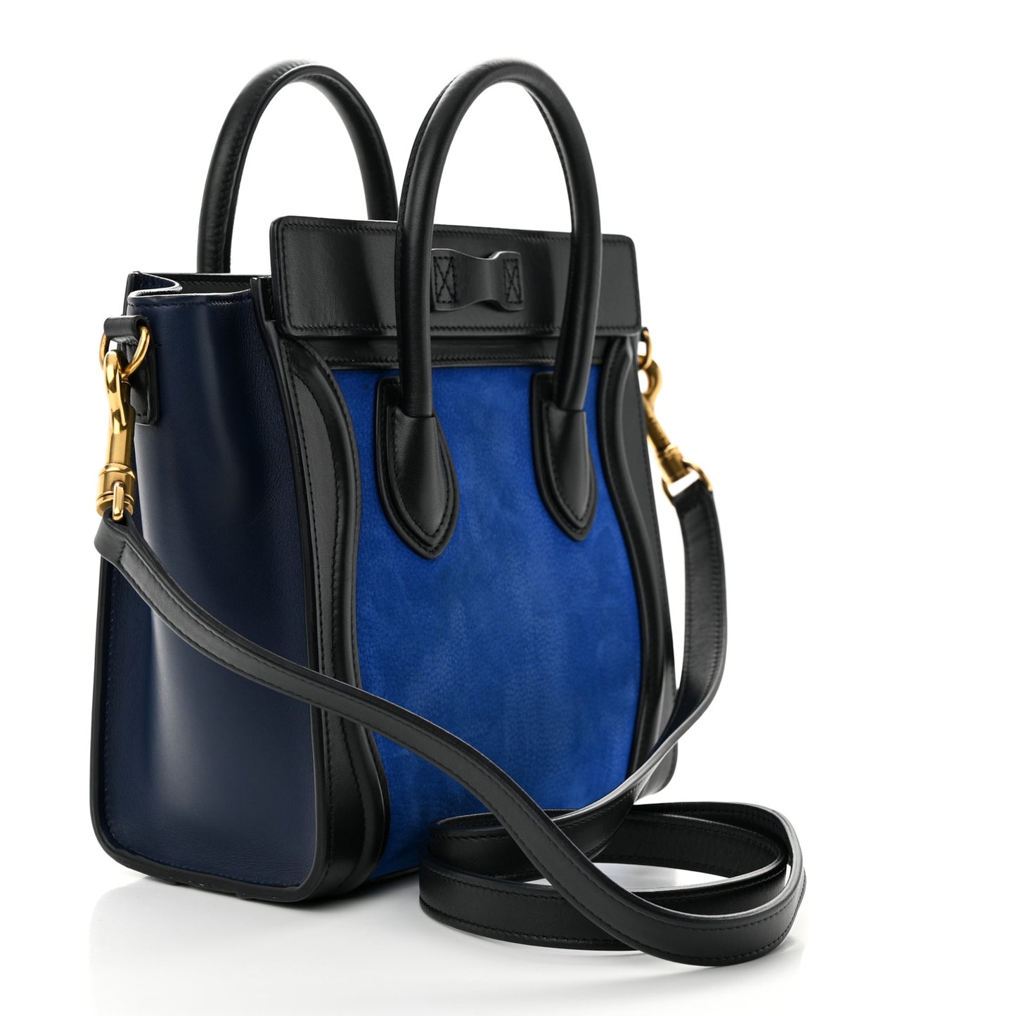Smooth Calfskin Nubuck Nano Tri-Color Luggage Bright Blue
