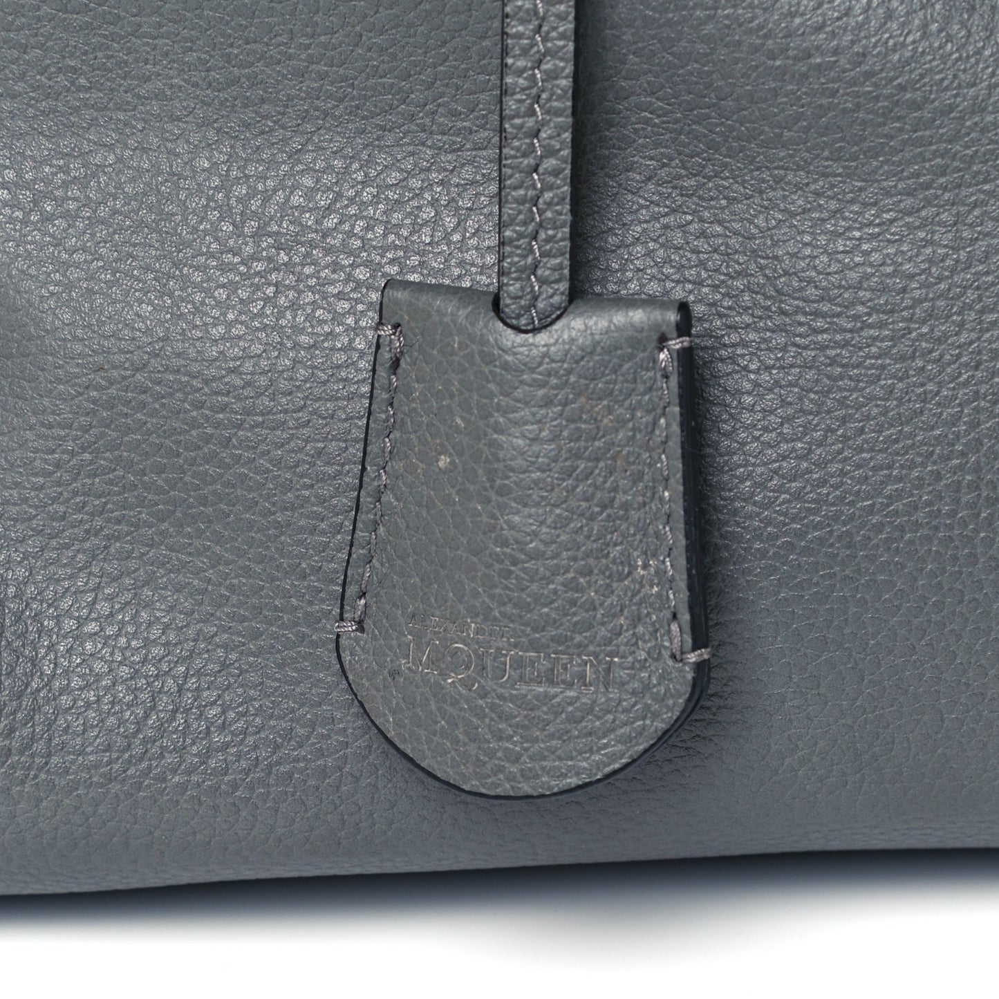 Pebbled Calfskin Small Skull Padlock Zip Around Tote Dark Grey