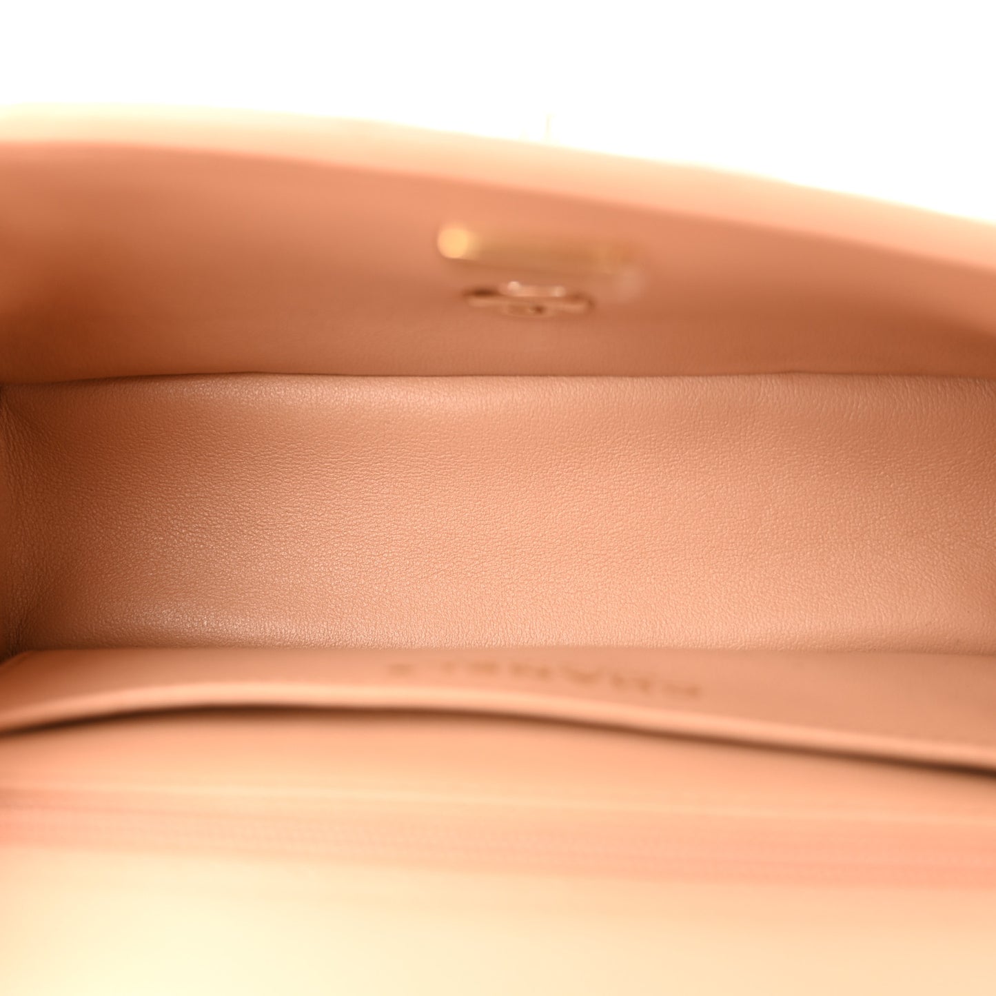 Lambskin Quilted Mini Top Handle Rectangular Flap Beige