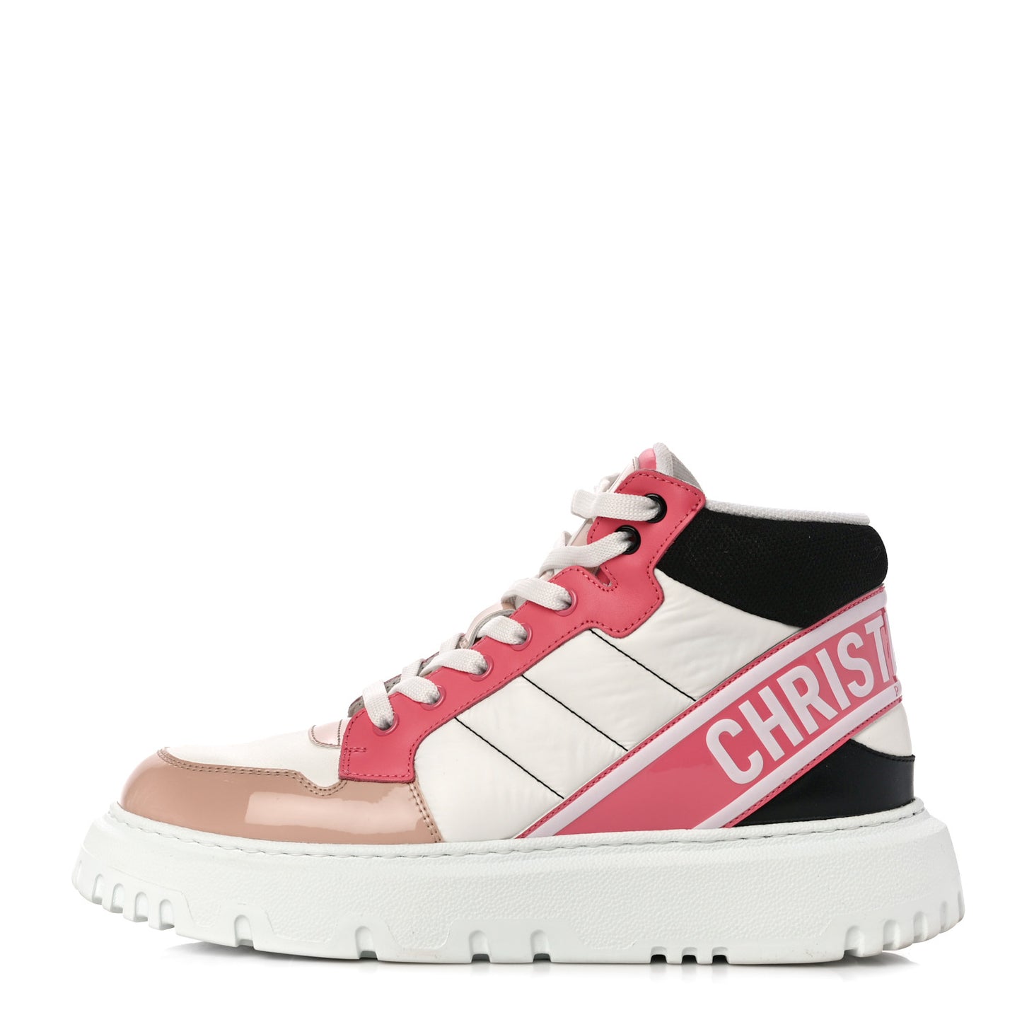 Nylon Calfskin Womens D-Player High Top Sneakers 39 Pink