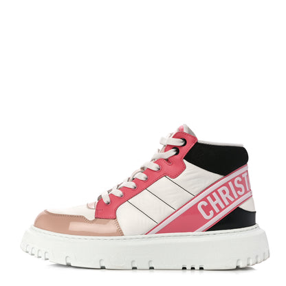 Christian Dior Nylon Calfskin Womens D-Player High Top Sneakers 39 Pink 1 of 14