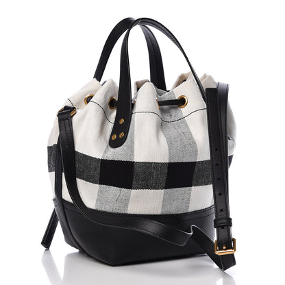 Burberry Canvas House Check Small Bucket Black White 4 of 12
