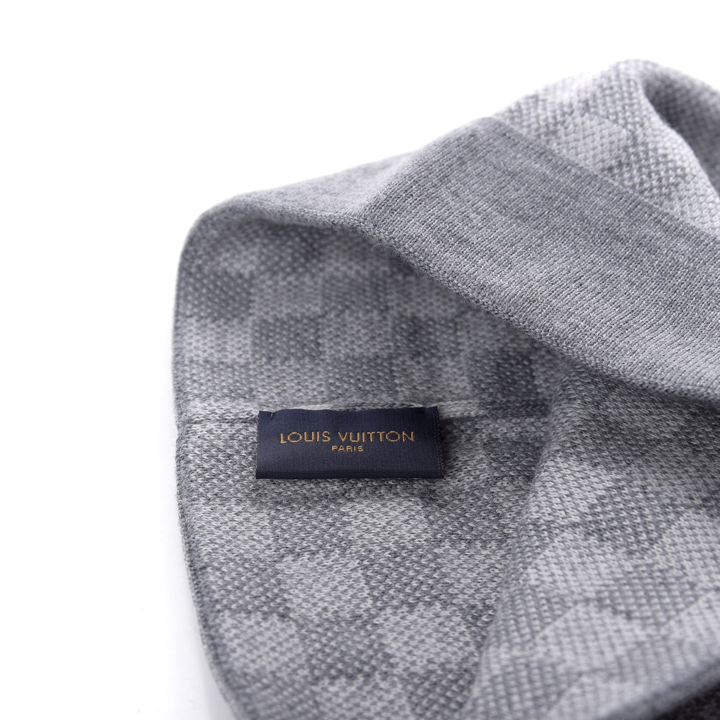Wool Bonnet Petit Damier Beanie Hat Grey