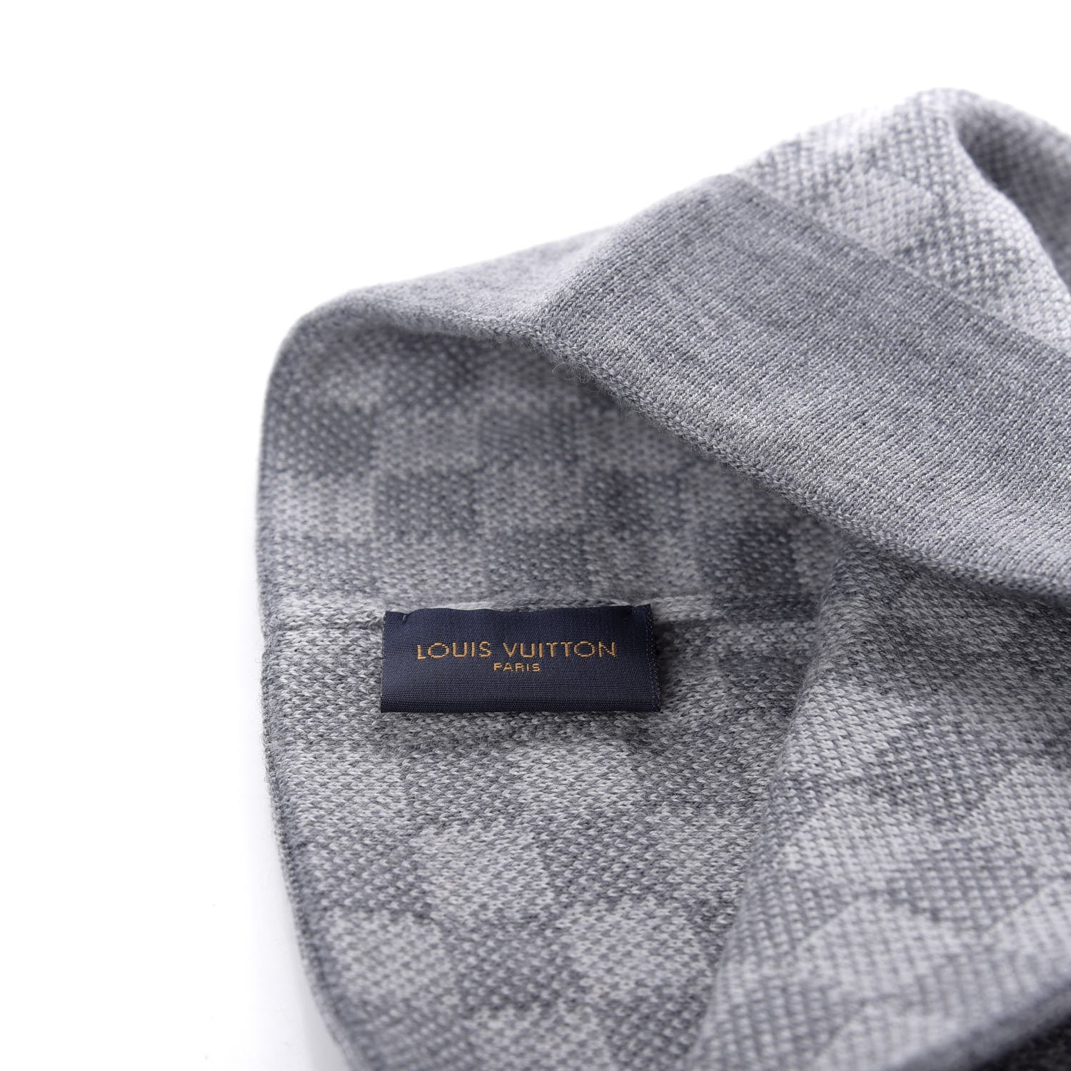 Louis Vuitton Wool Bonnet Petit Damier Beanie Hat Grey 4 of 4