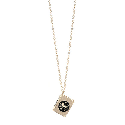 Chanel Metal CC Lion Book Locket Necklace Gold 1 of 6
