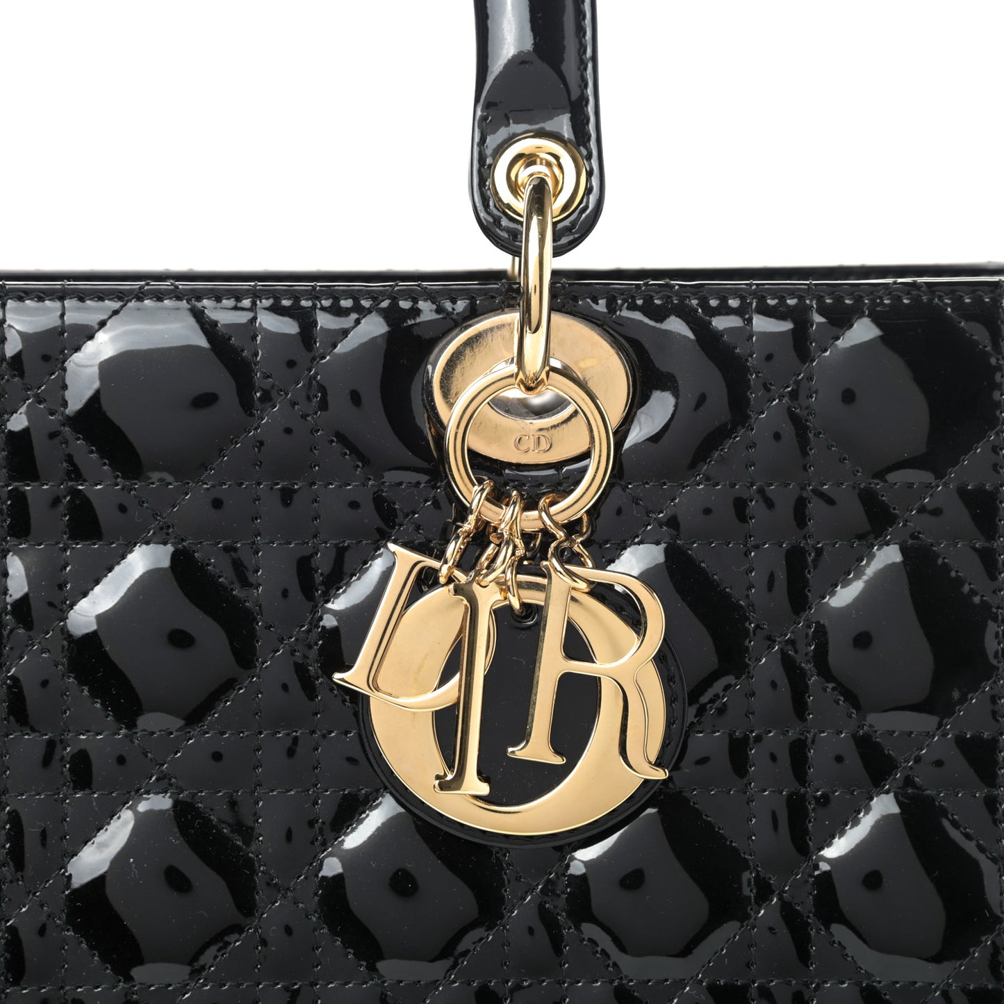 Patent Cannage Large Lady Dior Black