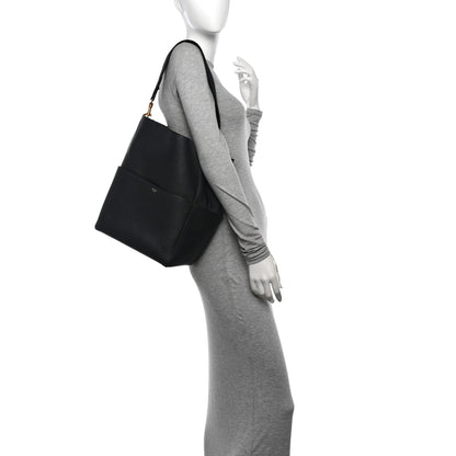 Celine Soft Grained Calfskin Sangle Bucket Bag Black 2 of 11