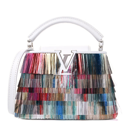 Louis Vuitton Calfskin Tinsel Fringe Capucines Mini White Multicolor 1 of 7