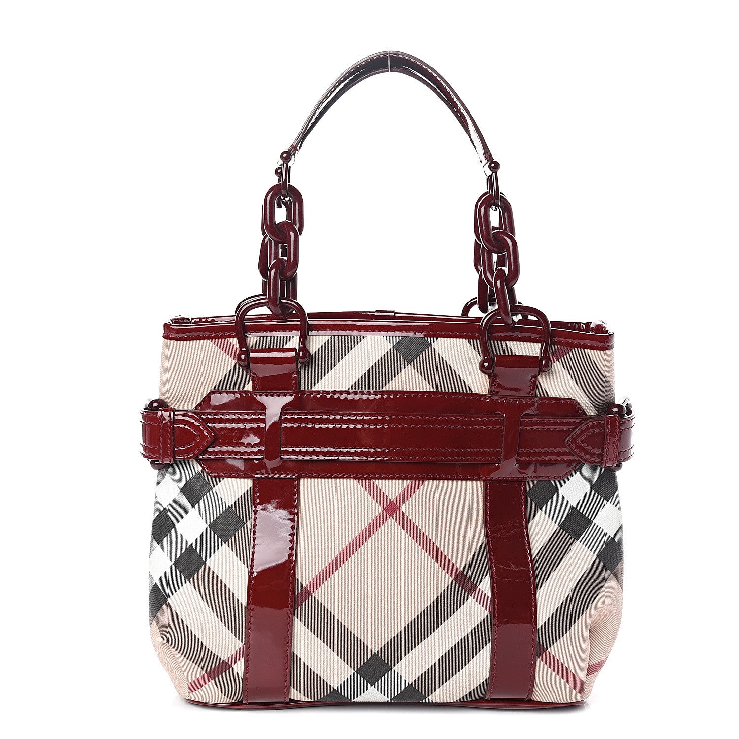 Burberry Nova Check Large Chain Tote Berry 1 of 9