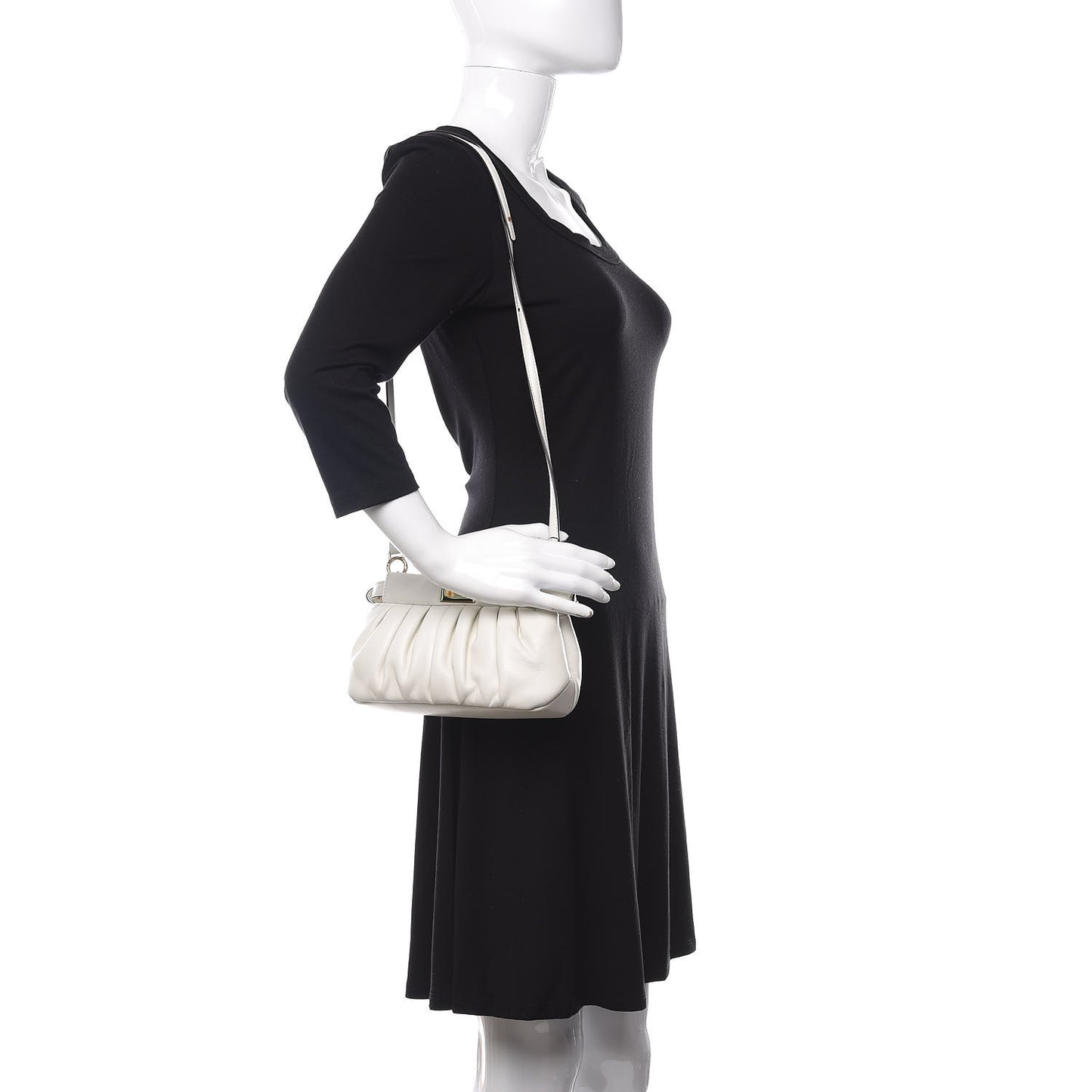 Shiny Nappa Small Peekaboo Click Bag White