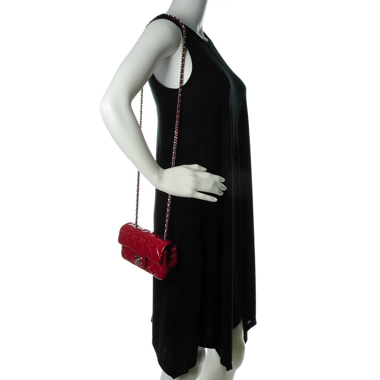 Chanel Patent Calfskin Quilted Extra Mini Flap Red 2 of 8