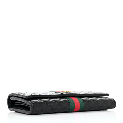 Gucci Calfskin Web Trapuntata GG Continental Wallet Black 4 of 10