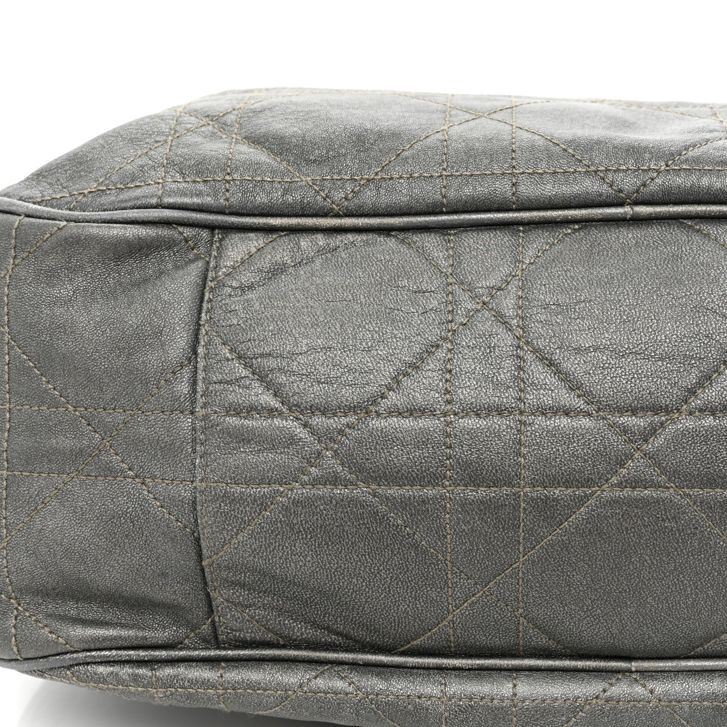Christian Dior Metallic Lambskin Cannage Drawstring Bag Grey 21 of 21
