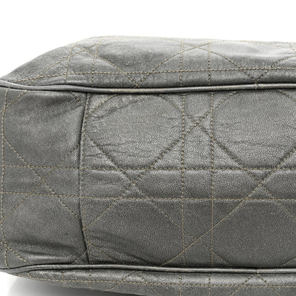 Christian Dior Metallic Lambskin Cannage Drawstring Bag Grey 21 of 21