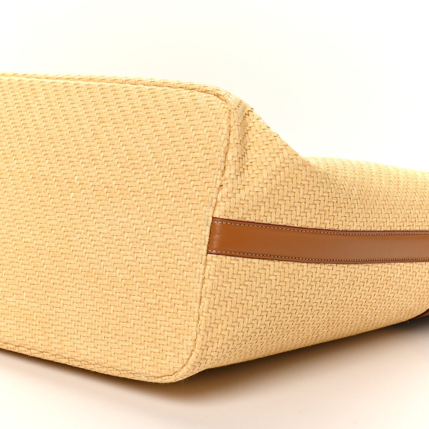Raffia Calfskin Large The Bow Bag Natural Tan
