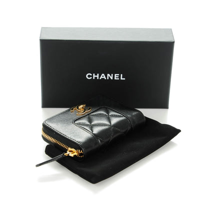 Chanel Sheepskin Quilted Mademoiselle Vintage Zip Coin Purse Black 4 of 7