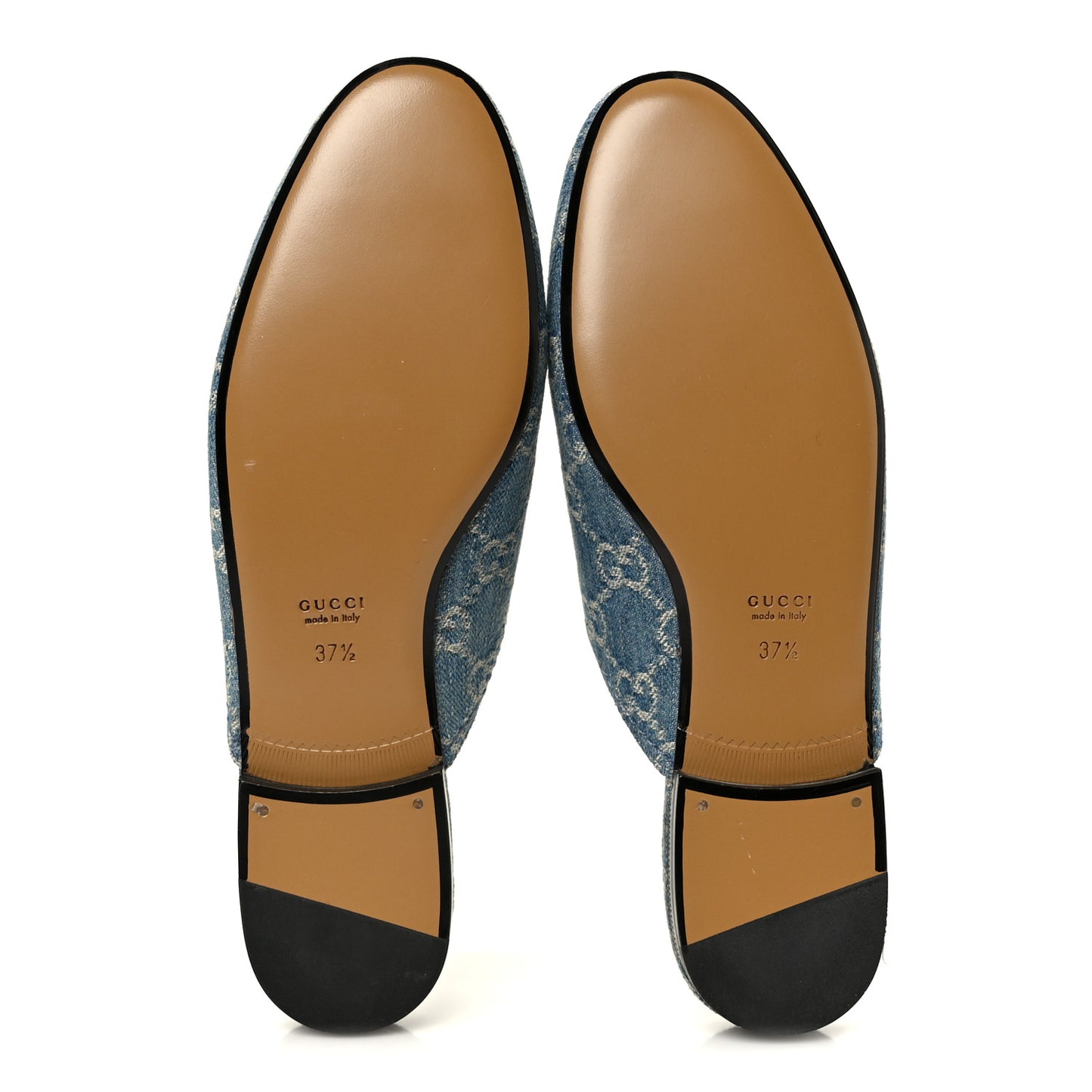 New Denim GG Malaga Kid Womens Princetown Slippers 37.5 Light Blue Royale