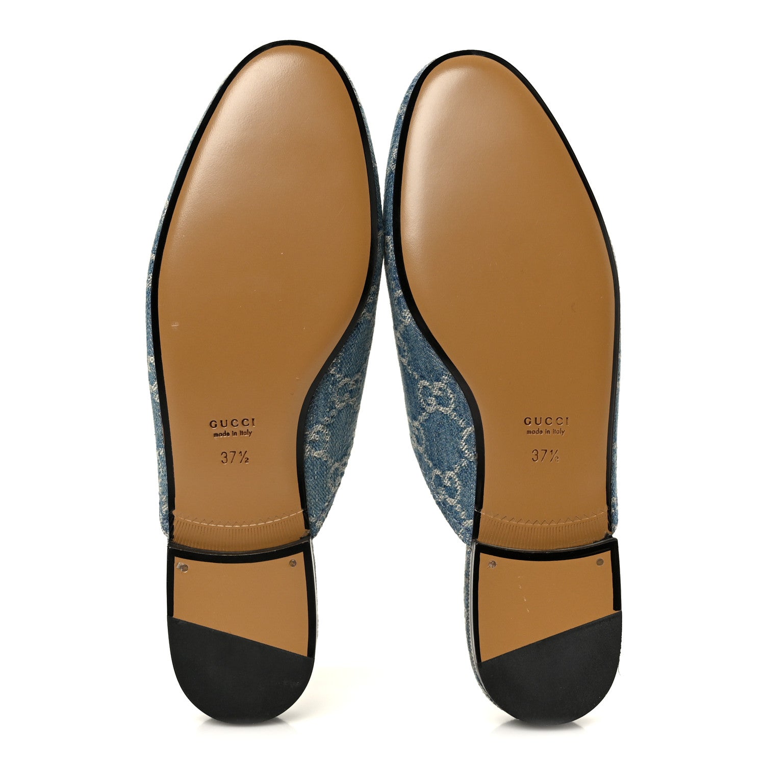 Gucci New Denim GG Malaga Kid Womens Princetown Slippers 37.5 Light Blue Royale 6 of 10