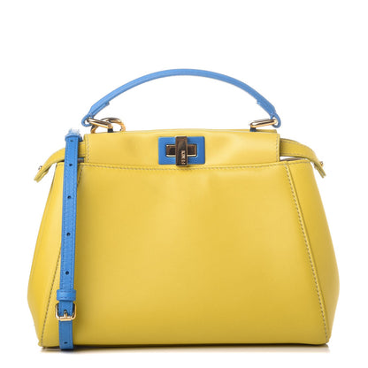 Fendi Nappa Colorblock Mini Peekaboo Iconic Satchel Lime Blue Royal Latte 1 of 8