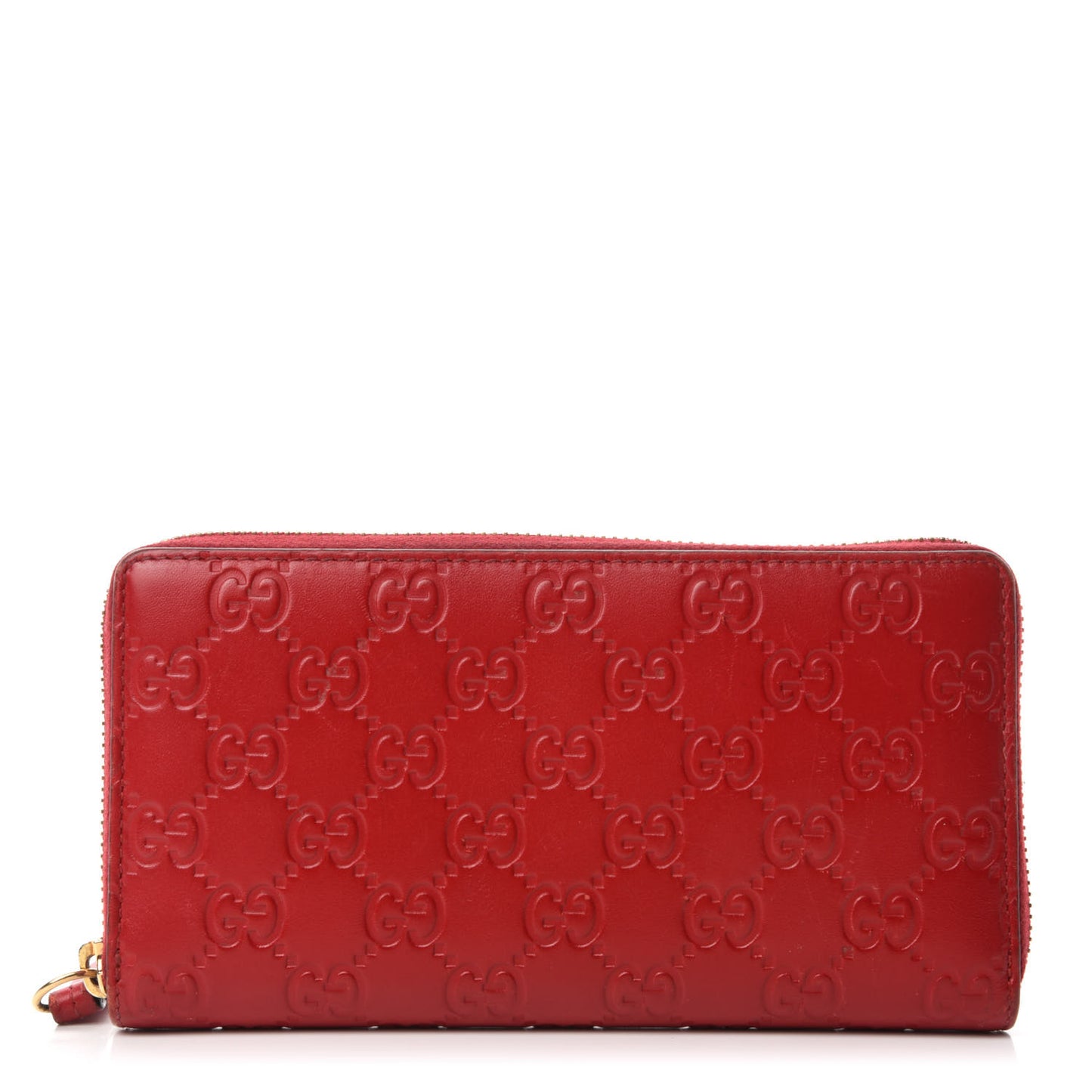 Guccissima Signature Zip Around Wallet Hibiscus Red