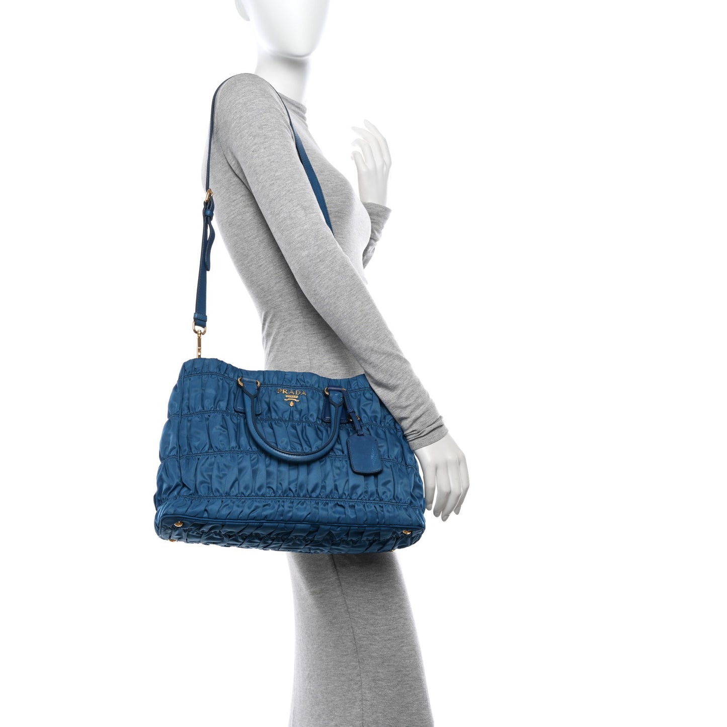 Tessuto Nylon Gaufre Tote Cobalto