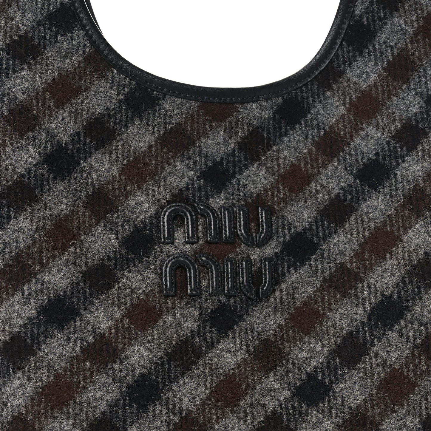 Wool Nappa Plaid Ivy Bag Slate Gray Cocoa Brown