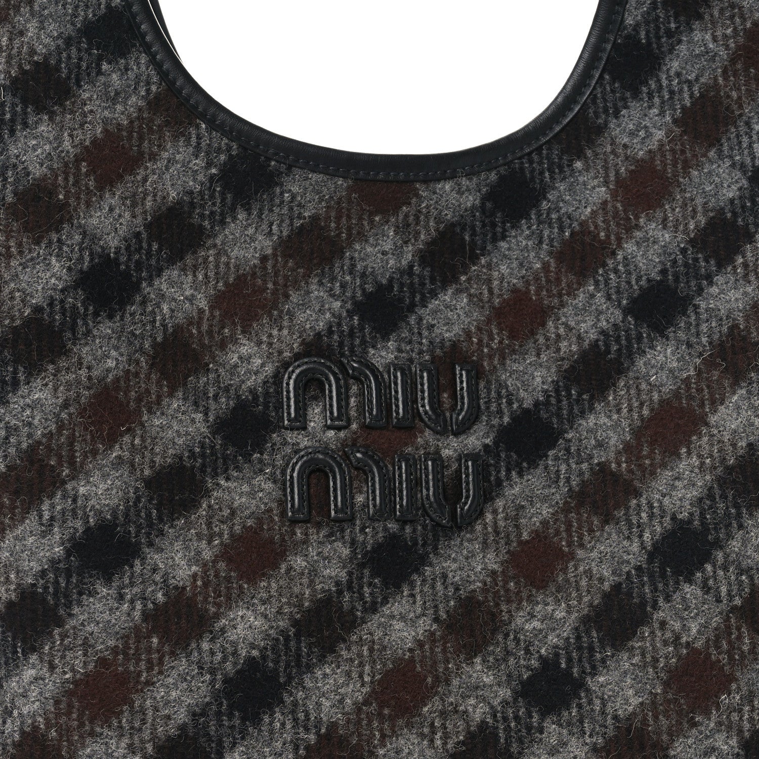 Miu Miu Wool Nappa Plaid Ivy Bag Slate Gray Cocoa Brown 7 of 9