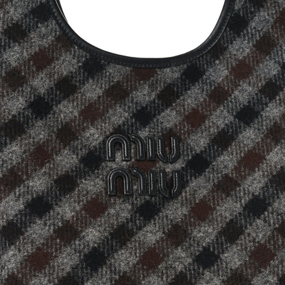Miu Miu Wool Nappa Plaid Ivy Bag Slate Gray Cocoa Brown 7 of 9