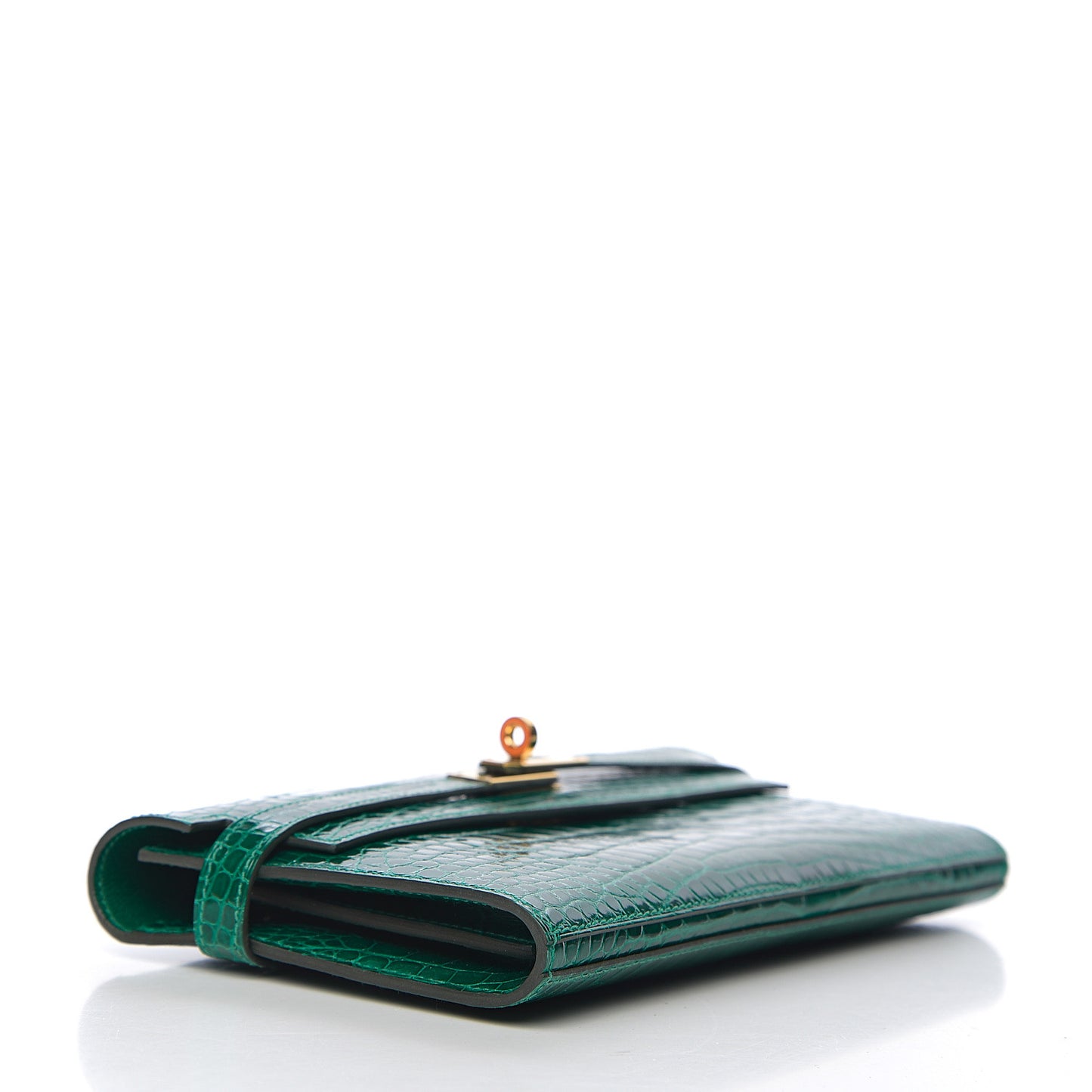 Shiny Alligator Kelly Longue Wallet Vert Emeraude