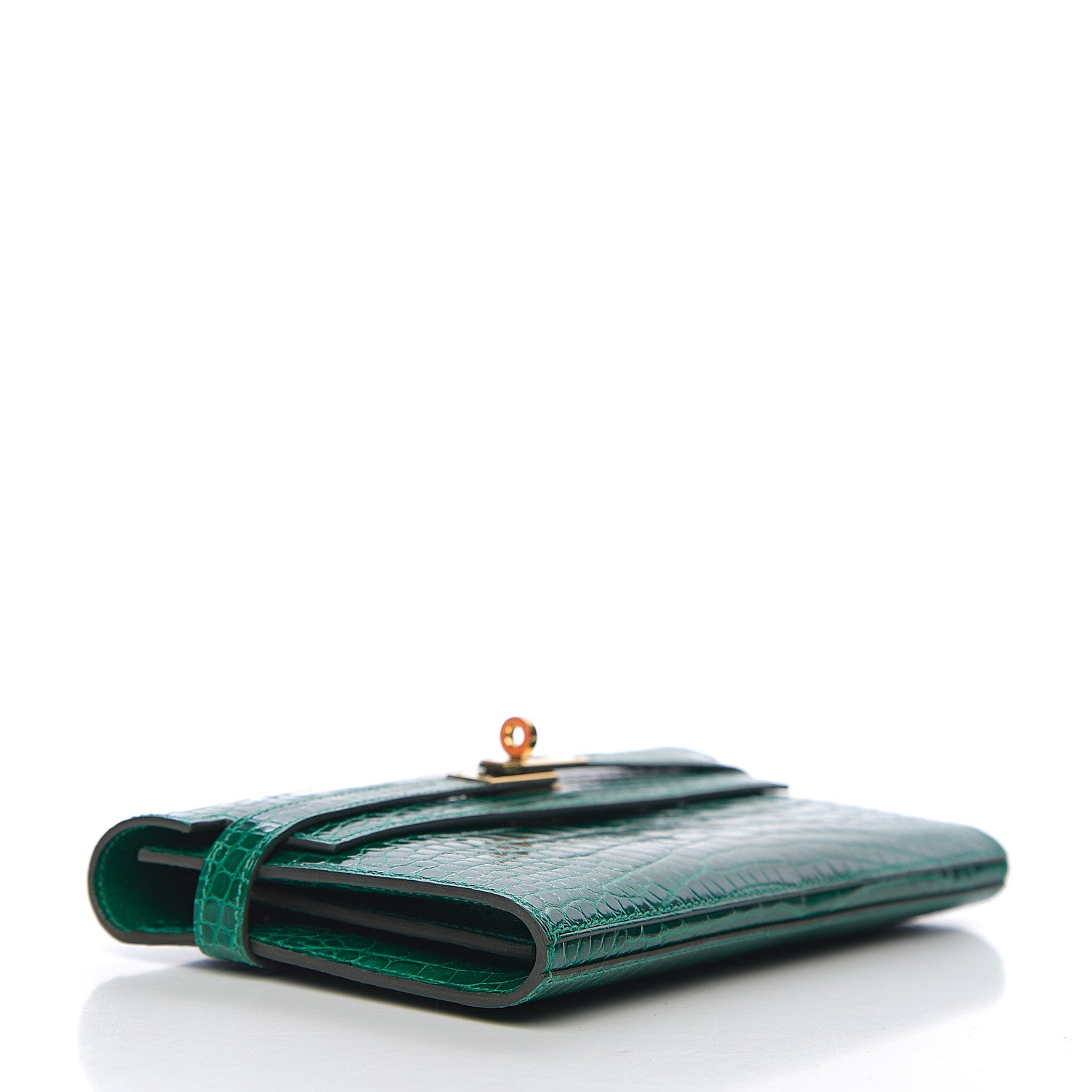 Hermes Shiny Alligator Kelly Longue Wallet Vert Emeraude 4 of 22