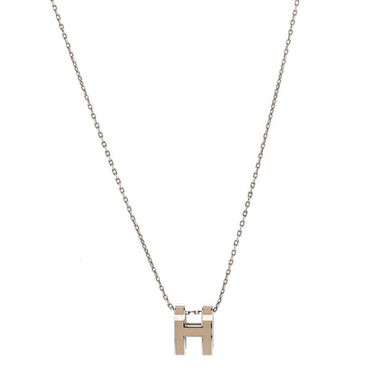 Hermes Lacquered Palladium Pop H Pendant Necklace Marron Glace 1 of 6